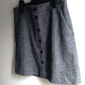 NWOT J. Crew Wool-Blend Faux Button-Front Mini Skirt in Tweed Herringbone SZ 2